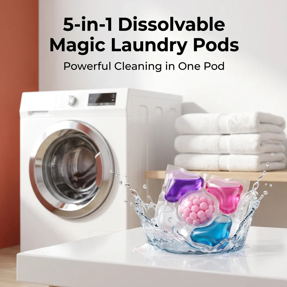 5-in-1 Dissolvable Magic Laundry Pods – No Mess, Deep Clean Wash - Pack of 10